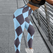 Vet Zwart en Blauw Harlekijn Check Patroon Leggings