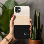 Vet zwart en crème gestreept met Initialen Case-Mate iPhone Case