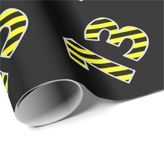 Vet, zwart en geel Stripes 13 Event # (Birthday) Cadeaupapier (Rol Hoek)