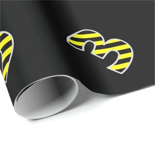 Vet, zwart en geel Stripes 3 Event # (Birthday) Cadeaupapier (Rol Hoek)