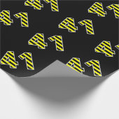 Vet, zwart en geel Stripes 41 Event # (Birthday) Cadeaupapier (Hoek)