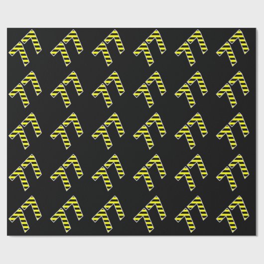 Vet, zwart en geel Stripes 77 Event # (Birthday) Cadeaupapier (Vlak)