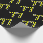 Vet, zwart en geel Stripes 77 Event # (Birthday) Cadeaupapier (Hoek)