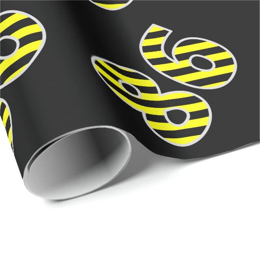 Vet, zwart en geel Stripes 86 Event # (Birthday) Cadeaupapier (Rol Hoek)