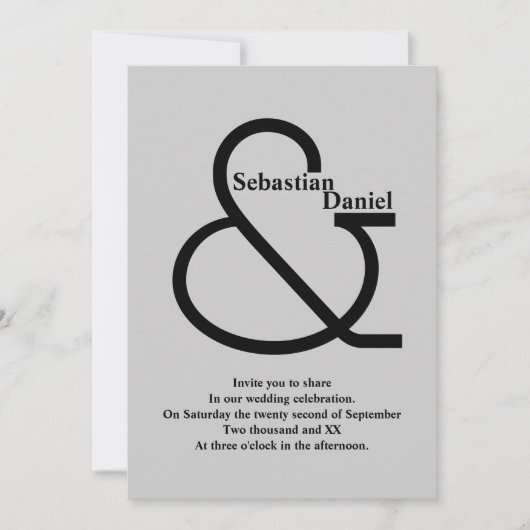 Vet zwart en grijs huwelijk kaart (Voorkant)