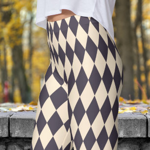 Vet Zwart en Papaya Harlequin Check Patroon Leggings