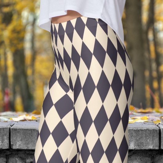 Vet Zwart en Papaya Harlequin Check Patroon Leggings