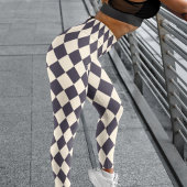 Vet Zwart en Papaya Harlequin Check Patroon Leggings