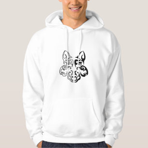 Vet zwart en wit dier Wolf Head Design Hoodie