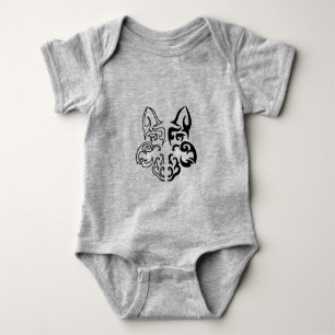 Vet zwart en wit dier Wolf Head Design Romper