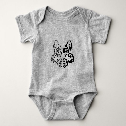 Vet zwart en wit dier Wolf Head Design Romper (Voorkant)
