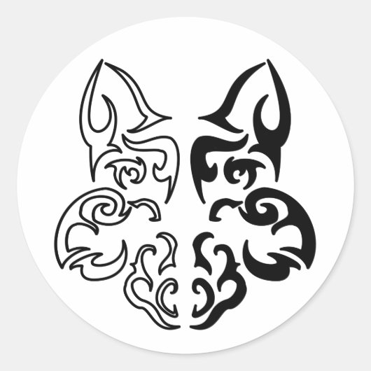 Vet zwart en wit dier Wolf Head Design Ronde Sticker (Voorkant)