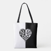 Vet zwart en wit Filigree Heart Design Tote Bag (Achterkant)