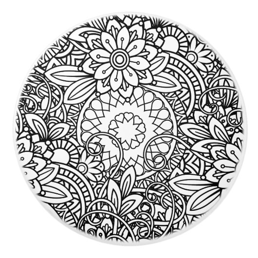 Vet zwart en wit grafisch ontwerp keramische knop (Voorkant)