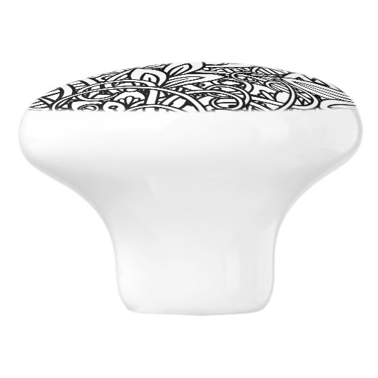 Vet zwart en wit grafisch ontwerp keramische knop (Zijkant)