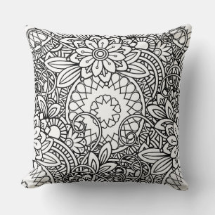 Vet zwart en wit grafisch ontwerp kussen