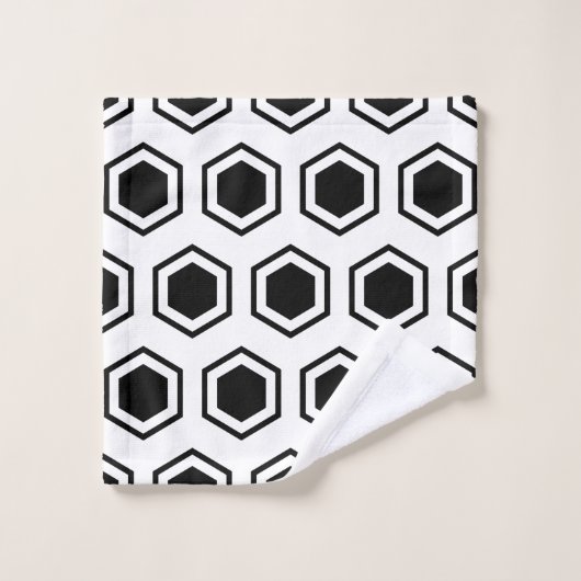 Vet zwart en wit hexagonal Patroon Bad Handdoek (Wasdoekje)