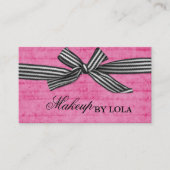 Vet zwart en wit lint op Hot Pink Visitekaartje (Voorkant)