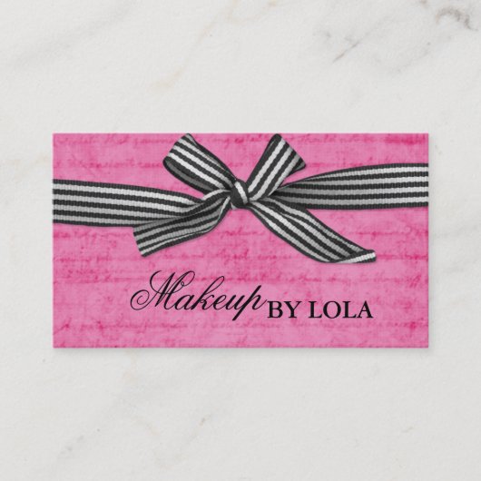 Vet zwart en wit lint op Hot Pink Visitekaartje (Voorkant)