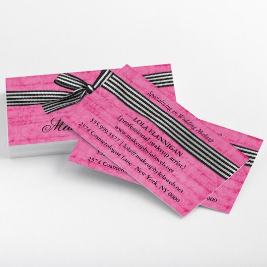 Vet zwart en wit lint op Hot Pink Visitekaartje