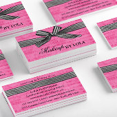 Vet zwart en wit lint op Hot Pink Visitekaartje