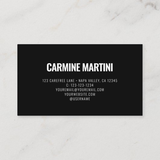 Vet Zwart en Wit Modern Visitekaartje (Achterkant)