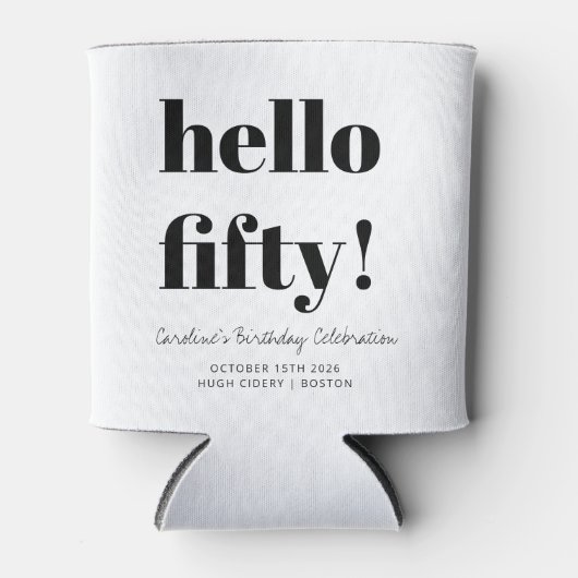 Vet zwart en wit, moderne 50e verjaardag, aangepas blikjeskoeler (Voorkant)