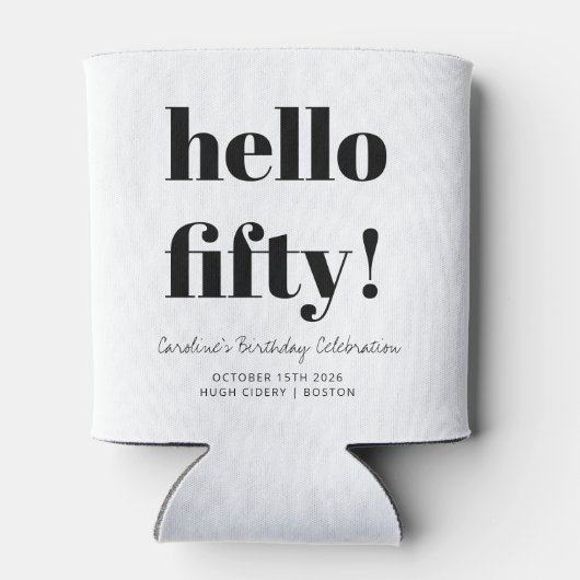 Vet zwart en wit, moderne 50e verjaardag, aangepas blikjeskoeler (Achterkant)