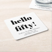 Vet zwart en wit, moderne 50e verjaardag, aangepas kartonnen onderzetters (Schuin)