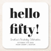 Vet zwart en wit, moderne 50e verjaardag, aangepas kartonnen onderzetters (Voorkant)