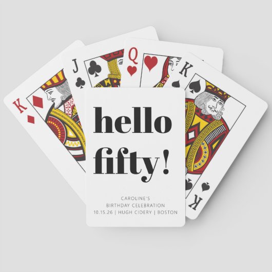 Vet zwart en wit, moderne 50e verjaardag, aangepas pokerkaarten (Achterkant)