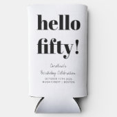 Vet zwart en wit, moderne 50e verjaardag, aangepas seltzer blikjeskoeler (Voorkant)