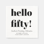Vet zwart en wit, moderne 50e verjaardag, aangepas servet (Voorkant)