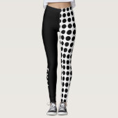 Vet zwart en wit poka Dot en vast monogram Leggings (Voorkant)