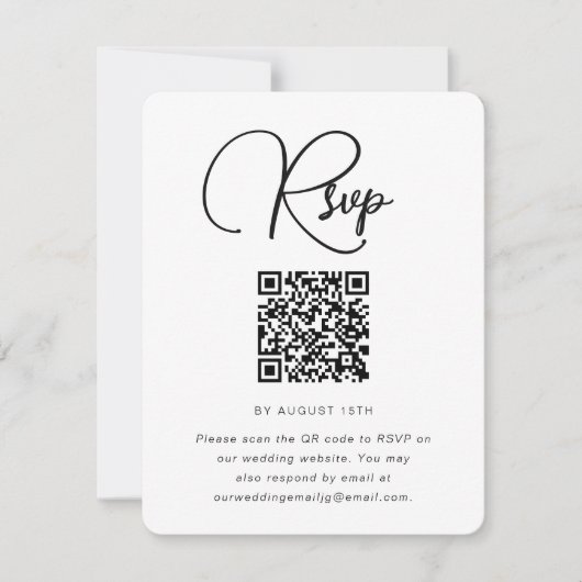 Vet zwart en wit RSVP met QR-code (Voorkant)