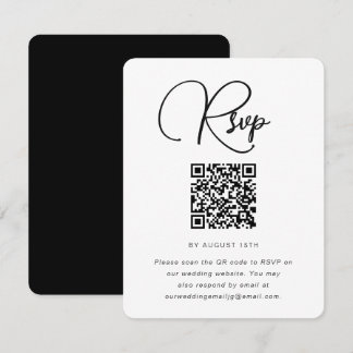 Vet zwart en wit RSVP met QR-code Kaartje