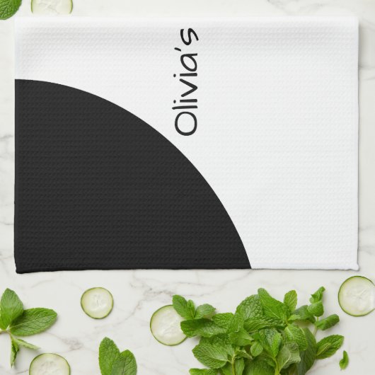 Vet zwart en wit theedoek (Gevouwen)