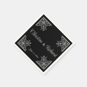 Vet Zwart en Wit Vintage Bruiloft Gepersonaliseerd Servet (Hoek)