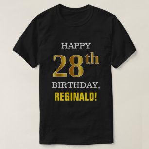 Vet, zwart, Faux Gold 28th Birthday met Shirt naam