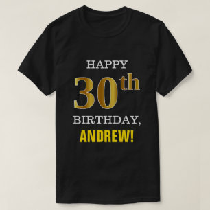 Vet, zwart, Faux Gold 30th Birthday met Shirt naam