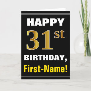 Vet, zwart, Faux Gold 31st geboortedag met kaart o
