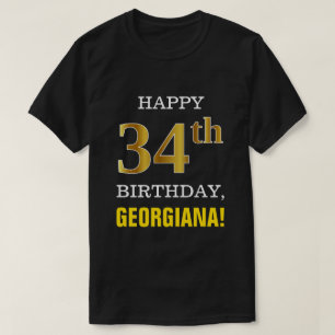 Vet, zwart, Faux Gold 34th Birthday met Shirt naam