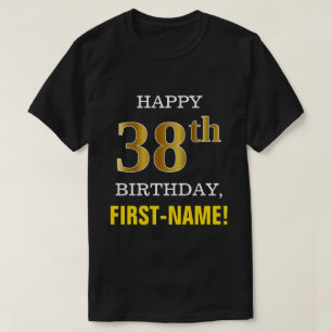 Vet, zwart, Faux Gold 38th Birthday met Shirt naam