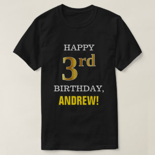 Vet, zwart, Faux Gold 3rd Birthday met naam Shirt