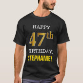 Vet, zwart, Faux Gold 47th Birthday met Shirt naam (Voorkant)