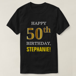 Vet, zwart, Faux Gold 50th Birthday met Shirt naam