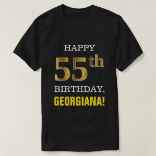 Vet, zwart, Faux Gold 55th Birthday met Shirt naam