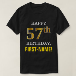 Vet, zwart, Faux Gold 57th Birthday met Shirt naam