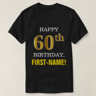 Vet, zwart, Faux Gold 60th Birthday met Shirt naam