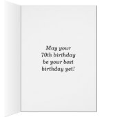 Vet, zwart, Faux Gold 70th Birthday met naam Kaart (Binnen (Rechts))